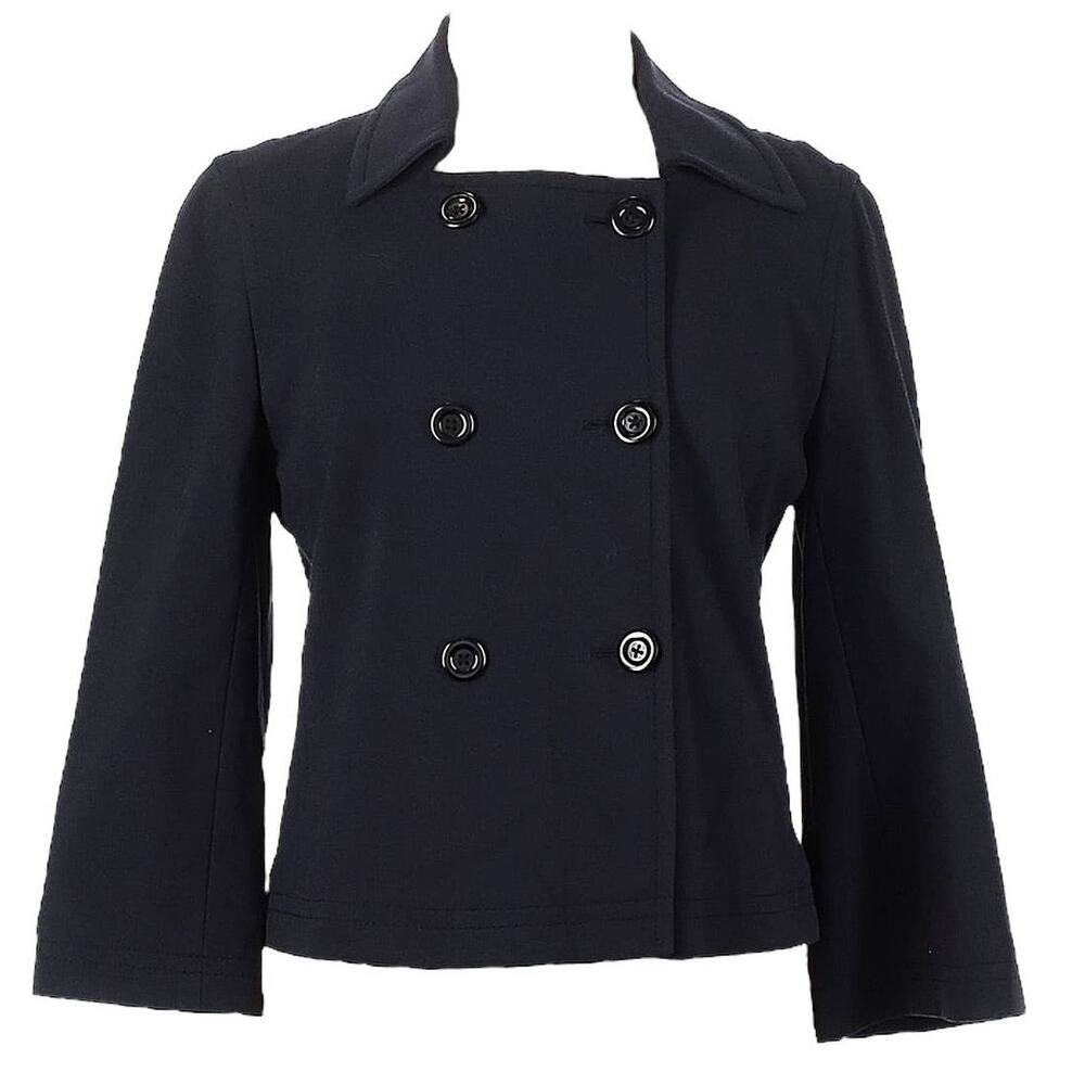 Ann Taylor Navy Blue Cropped Peacoat Double Breasted Blazer Jacket 12 Women's